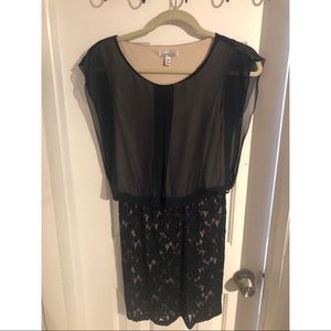 Blue and beige lace formal dress